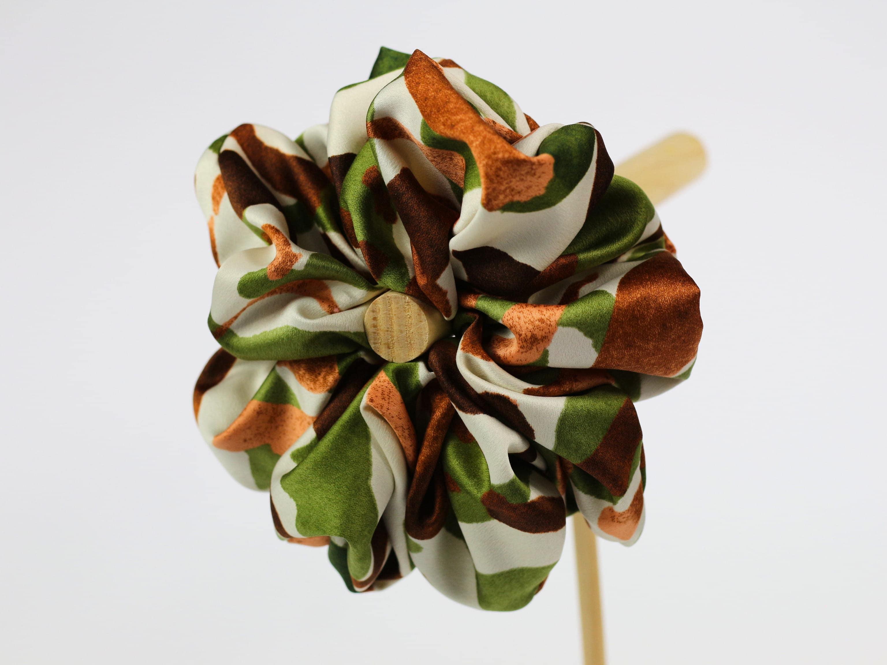 Scrunchie ULTRA - zielonobrązowe wzory