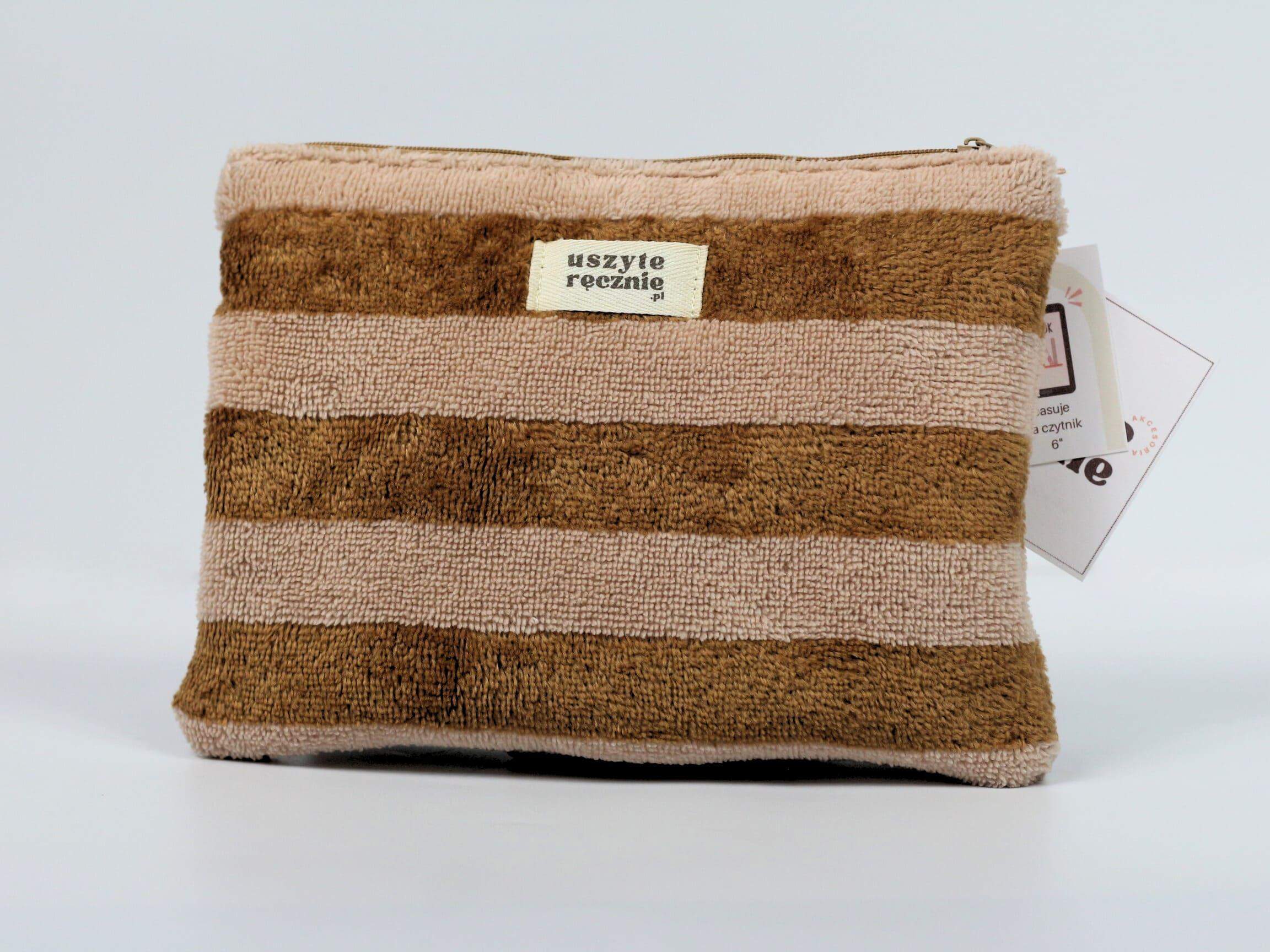 Kosmetyczka płaska frotte w paski / case na czytnik e-book