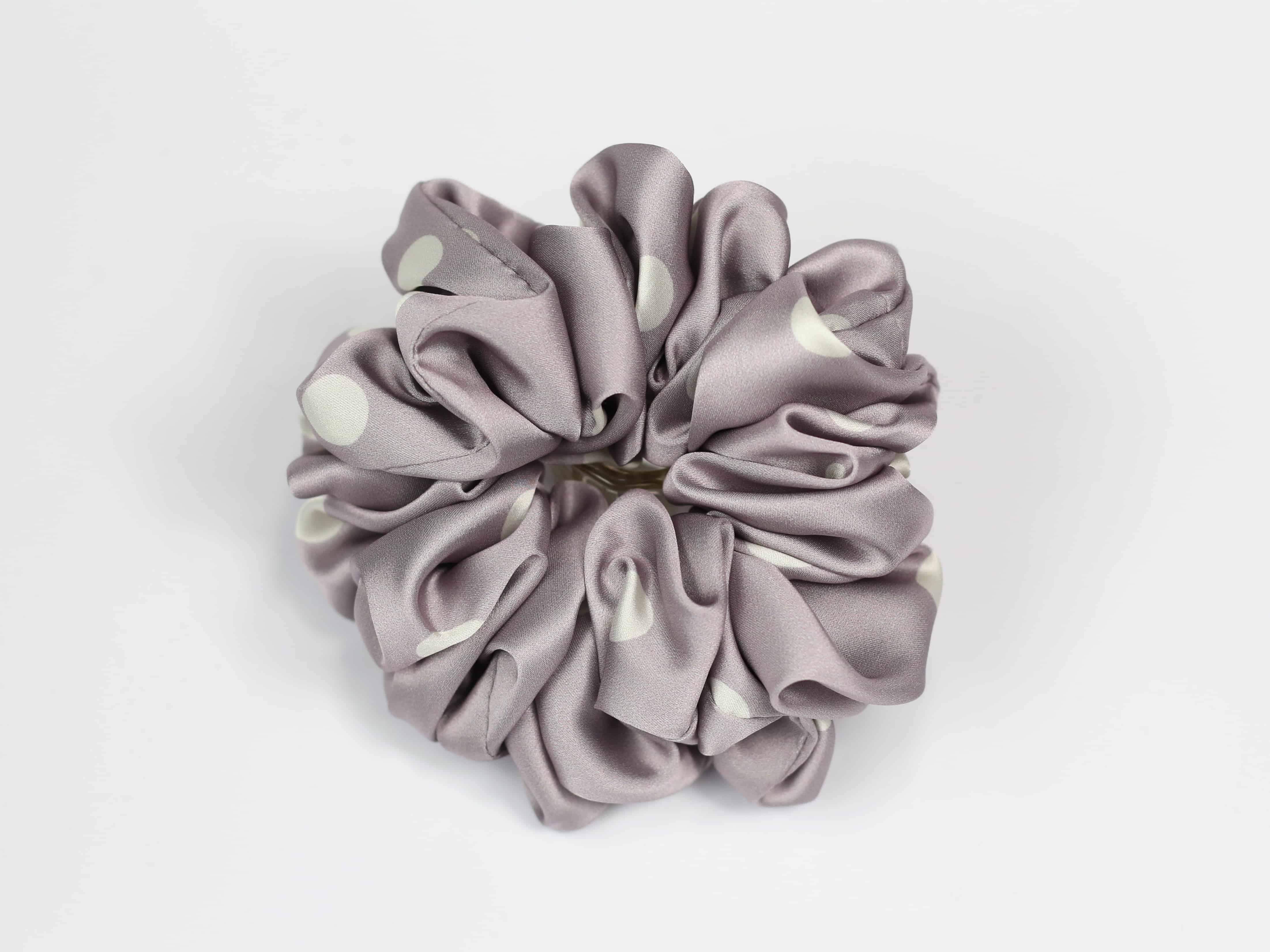 Scrunchie MAXI - groszki na wrzosowym tle