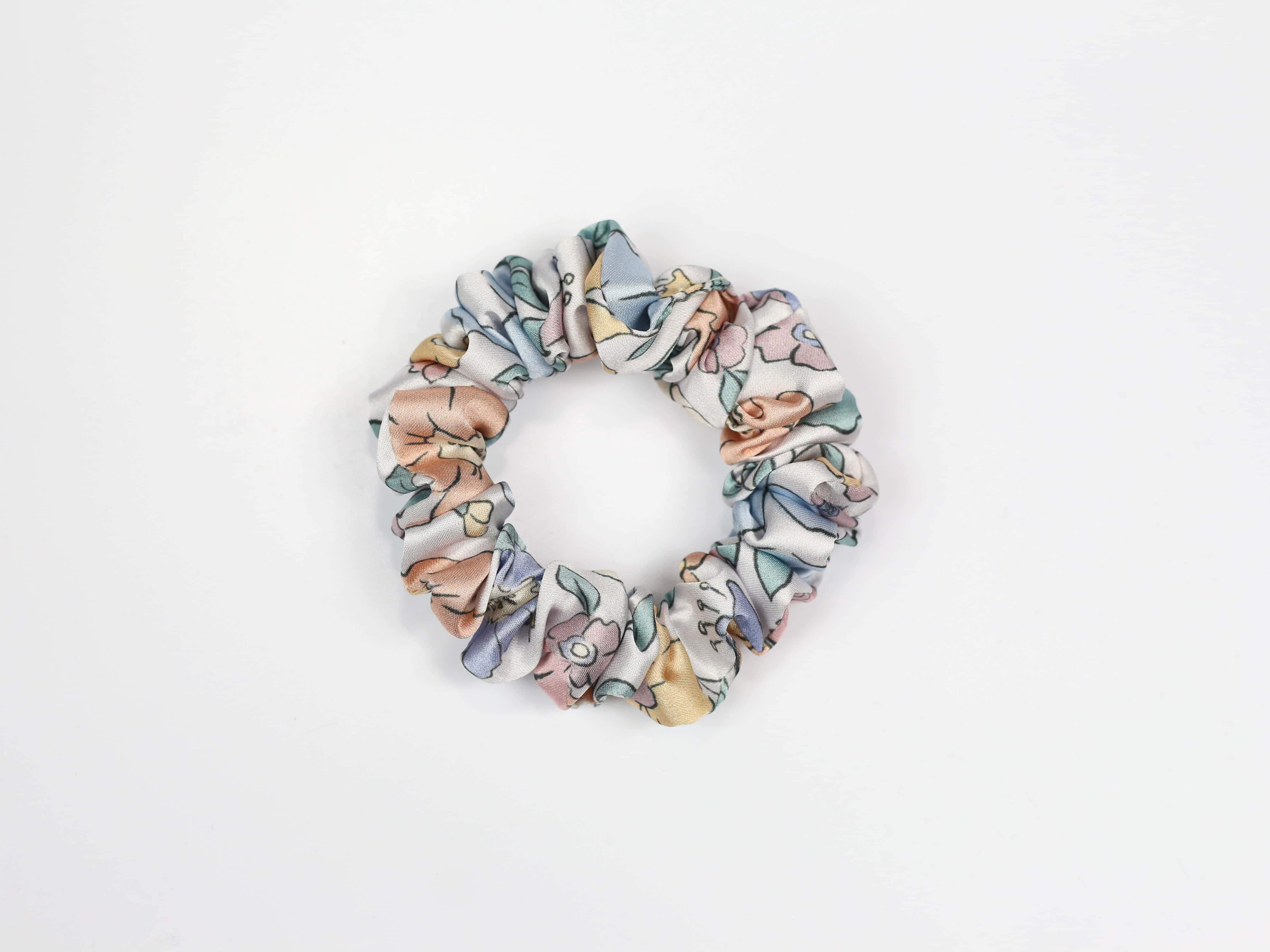 Scrunchie MINI - pastelowe kwiatki
