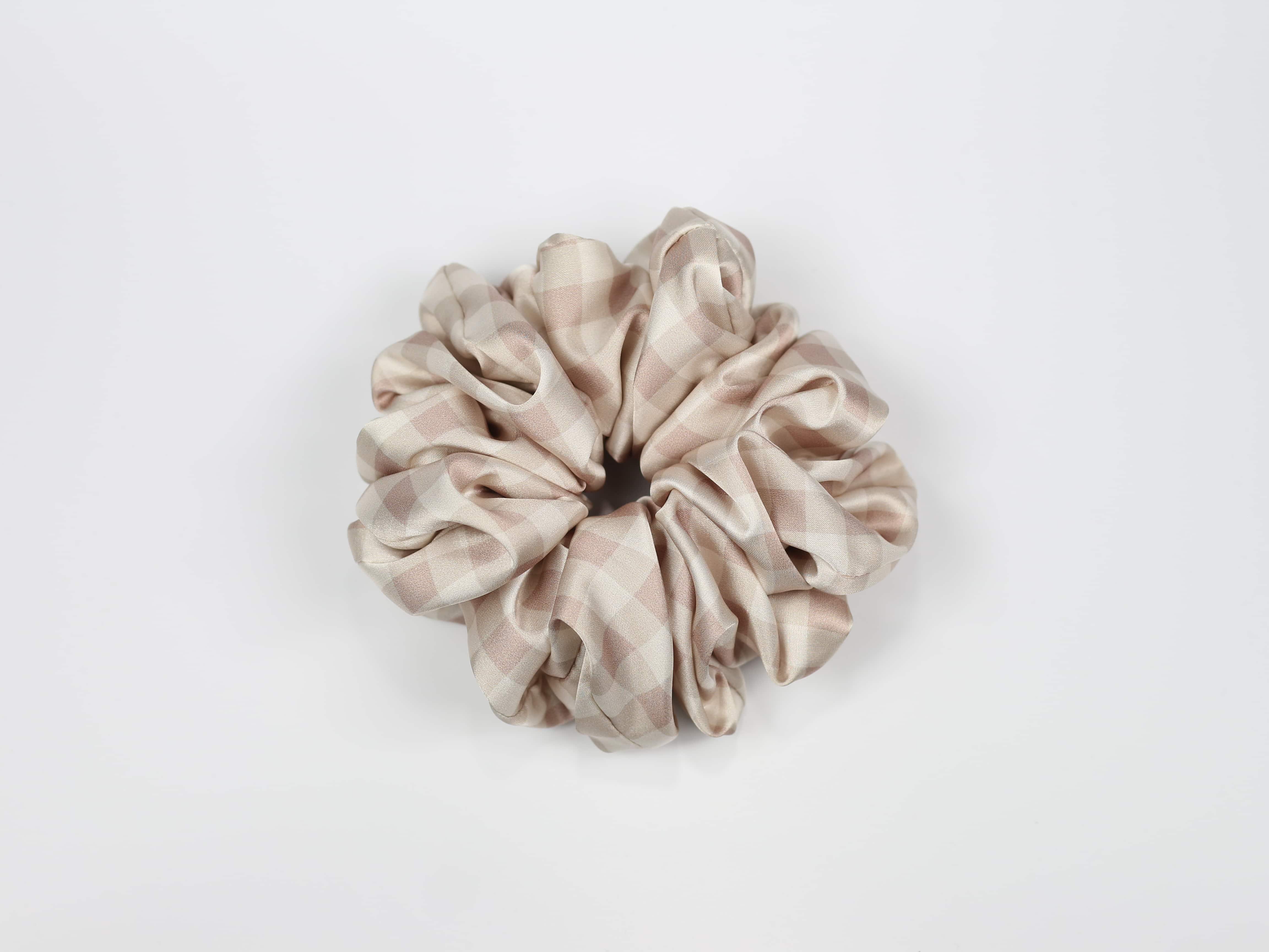 Scrunchie MAXI - pudroworóżowa kratka vichy