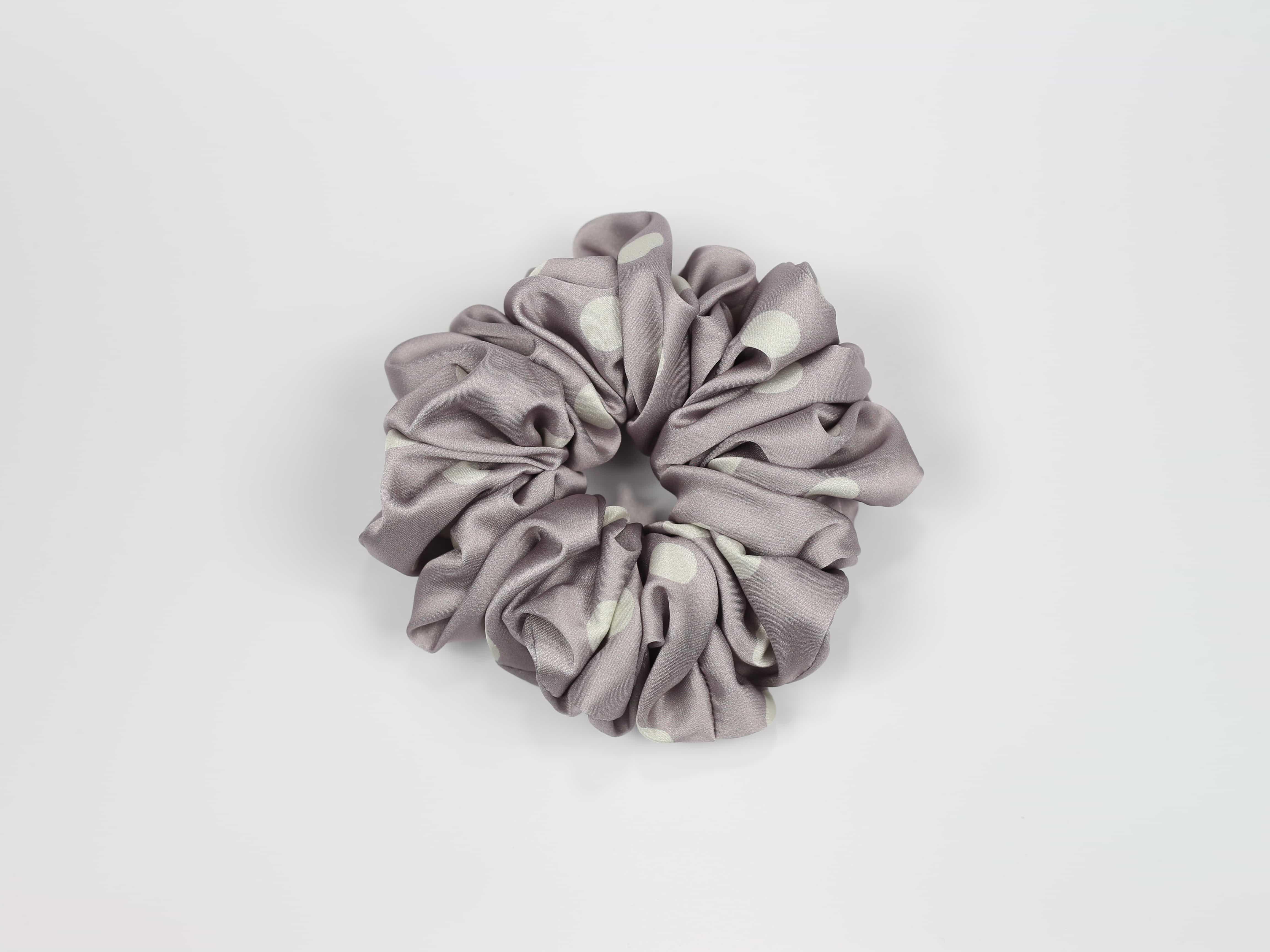 Scrunchie MAXI - groszki na wrzosowym tle