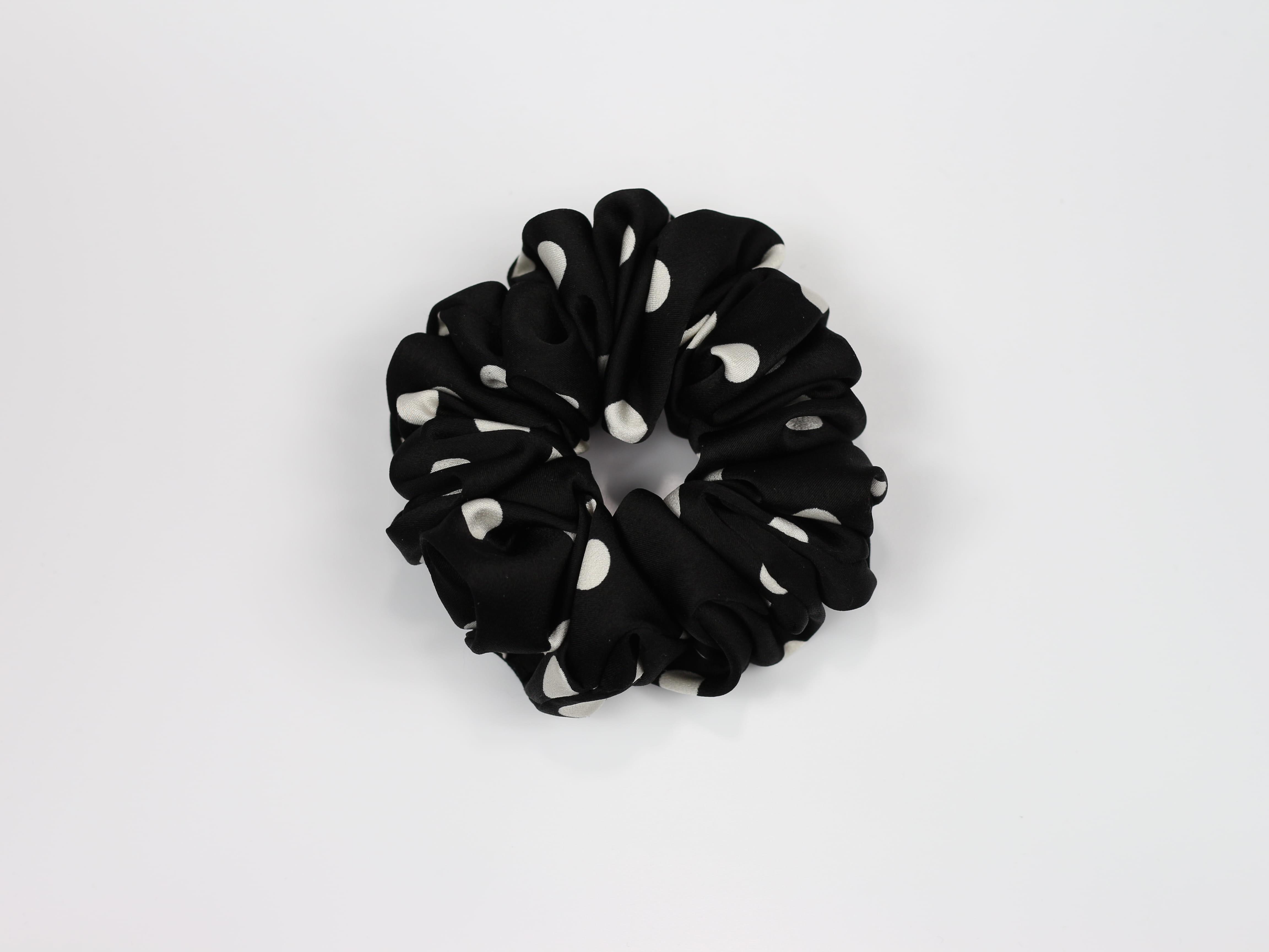Scrunchie MAXI - czarna w grochy