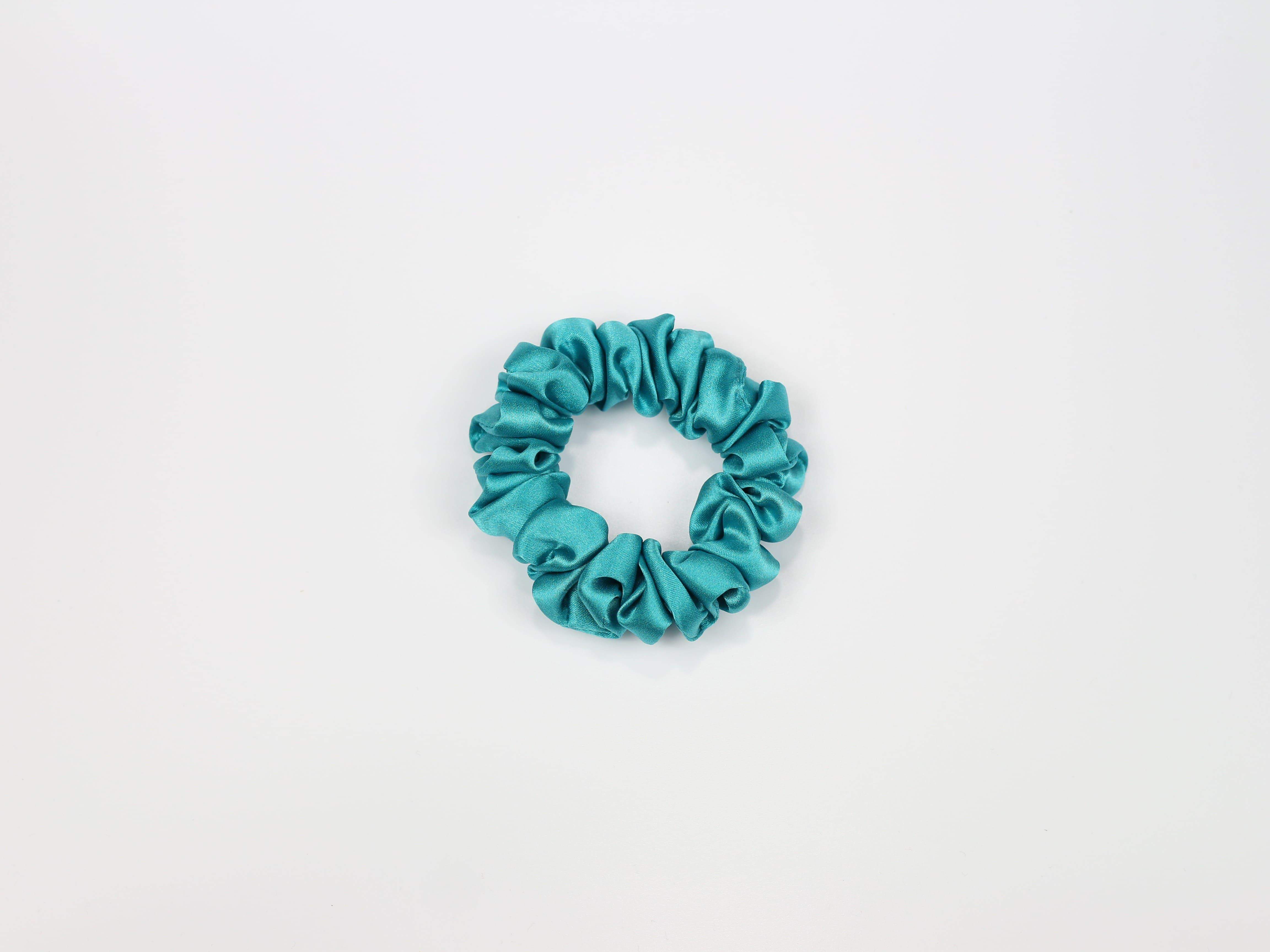 Jedwabna scrunchie MINI - turkus [OUTLET]