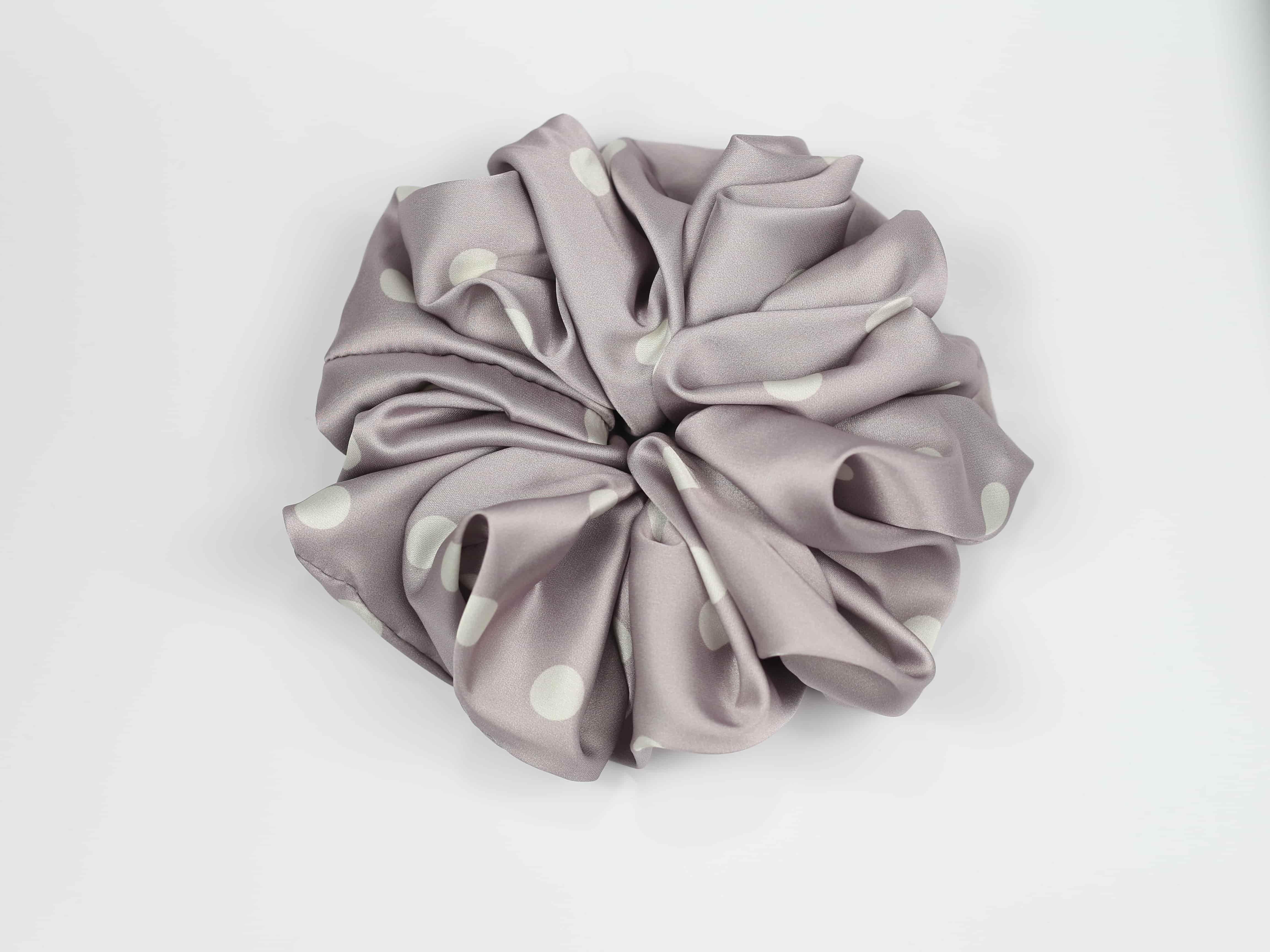 Scrunchie ULTRA - groszki na wrzosowym tle