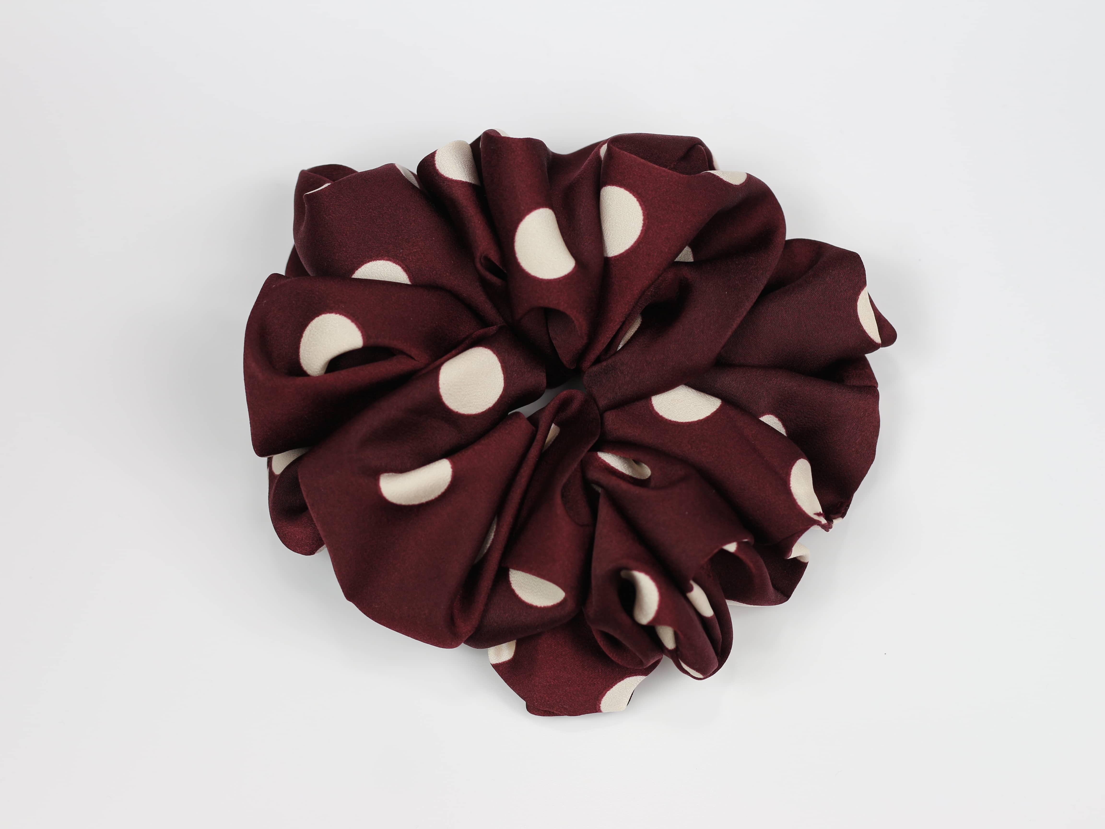 Scrunchie ULTRA - bordowa w grochy