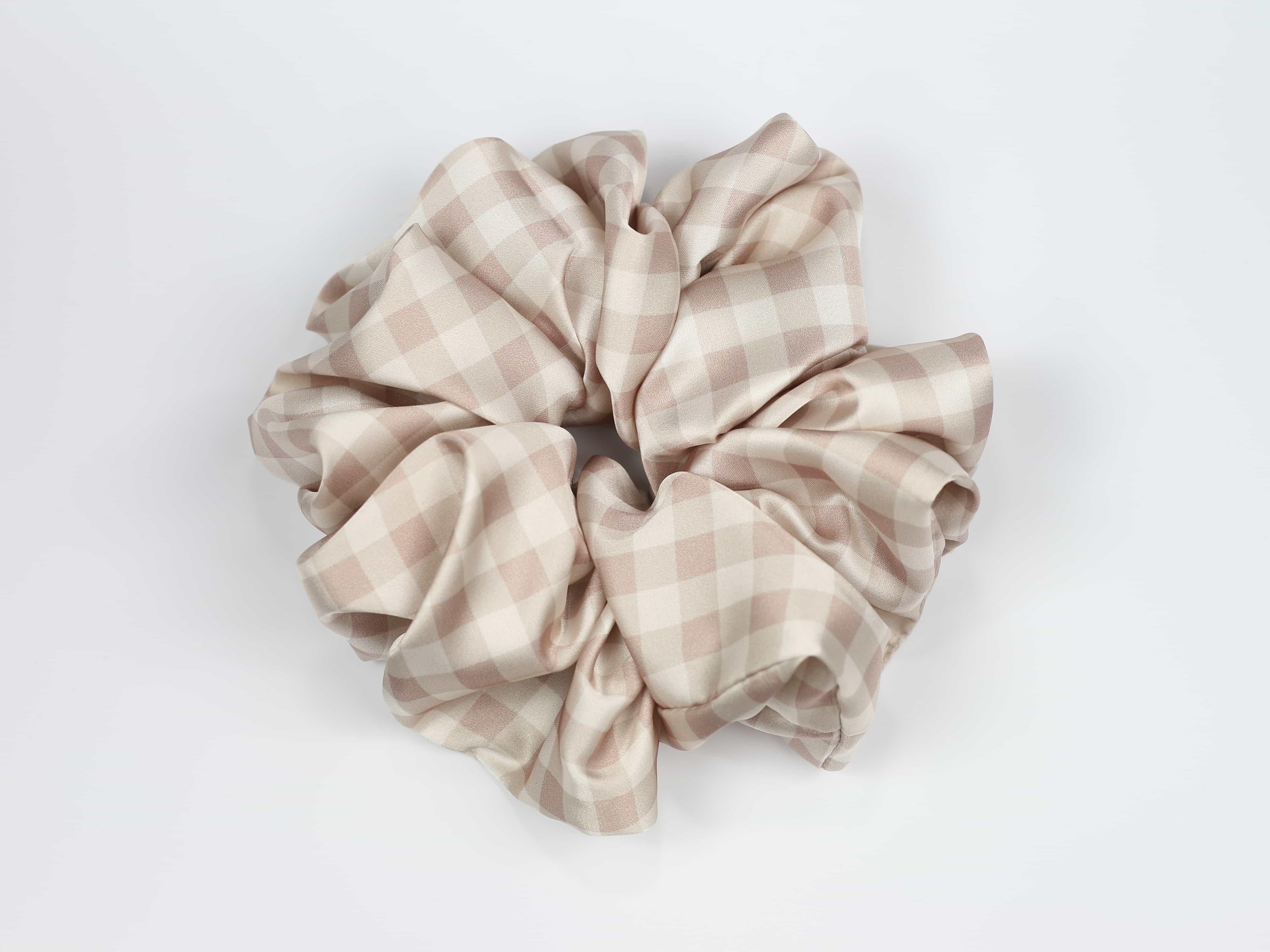 Scrunchie ULTRA - pudroworóżowa kratka vichy