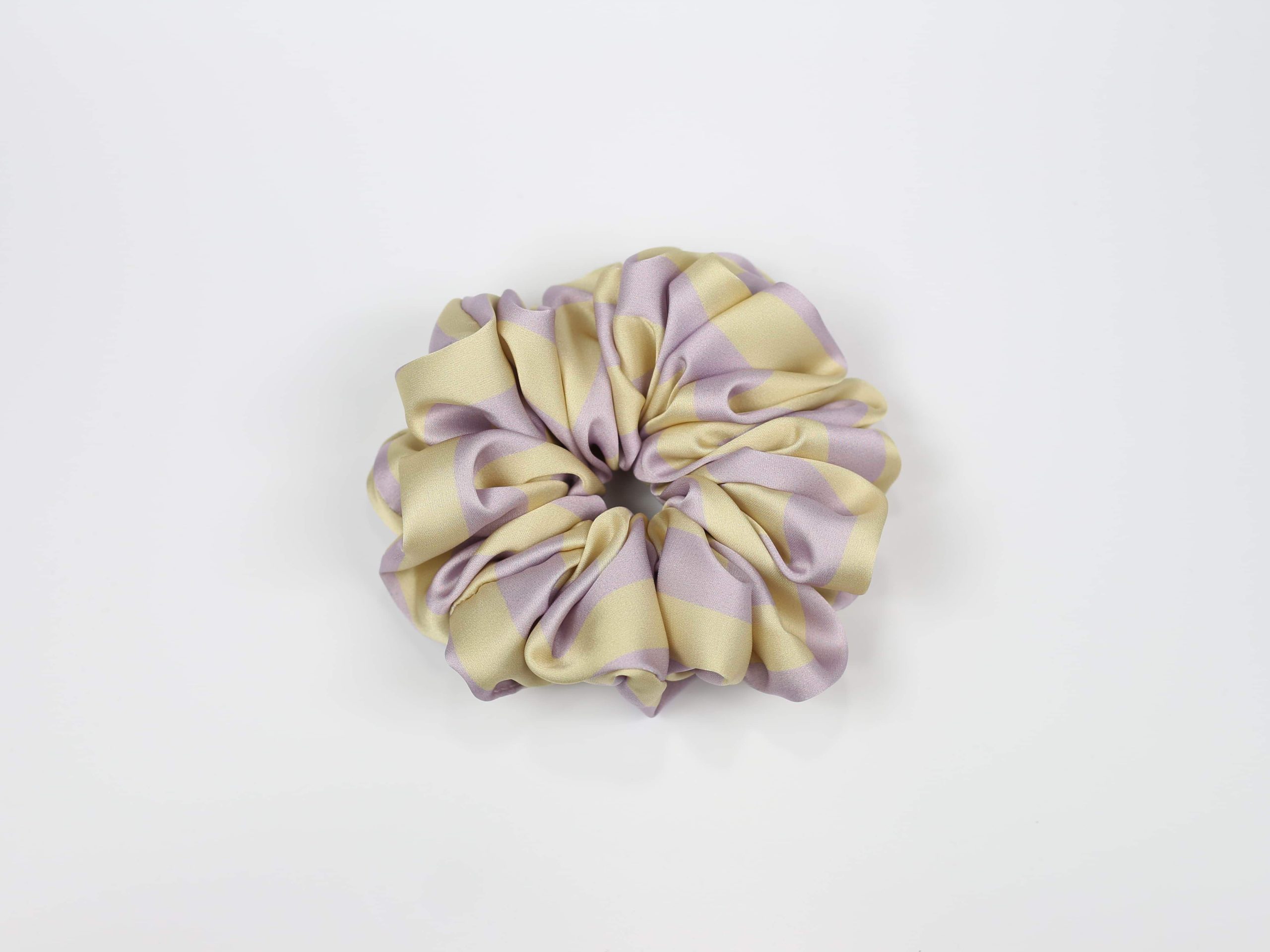 Scrunchie MAXI - liliowo-żółte paski