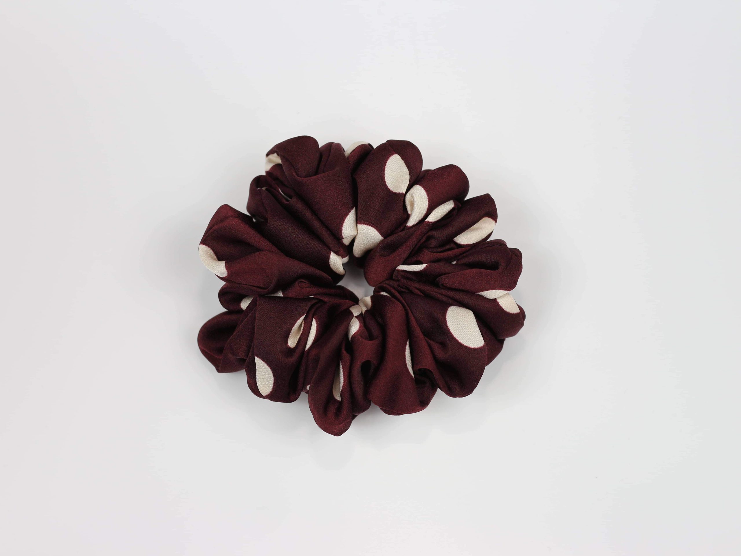 Scrunchie MAXI - bordowa w grochy