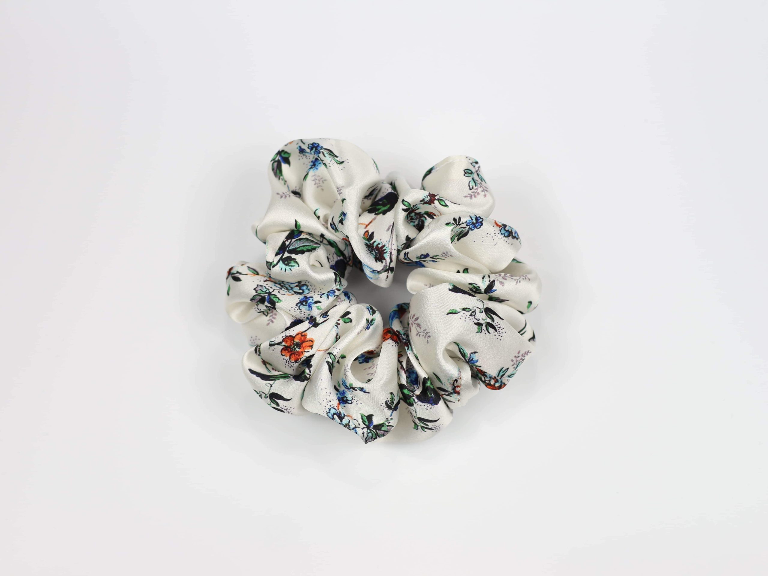 Jedwabna scrunchie MAXI - kwiatowy wzór