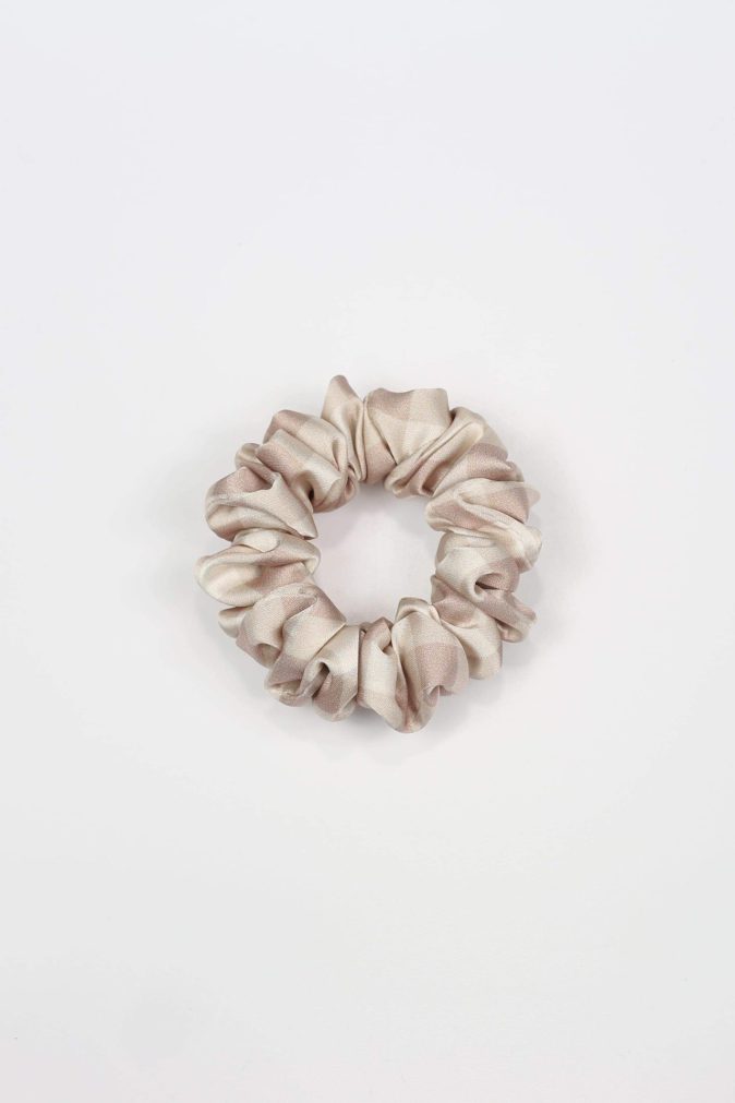Scrunchie MINI - pudroworóżowa kratka vichy