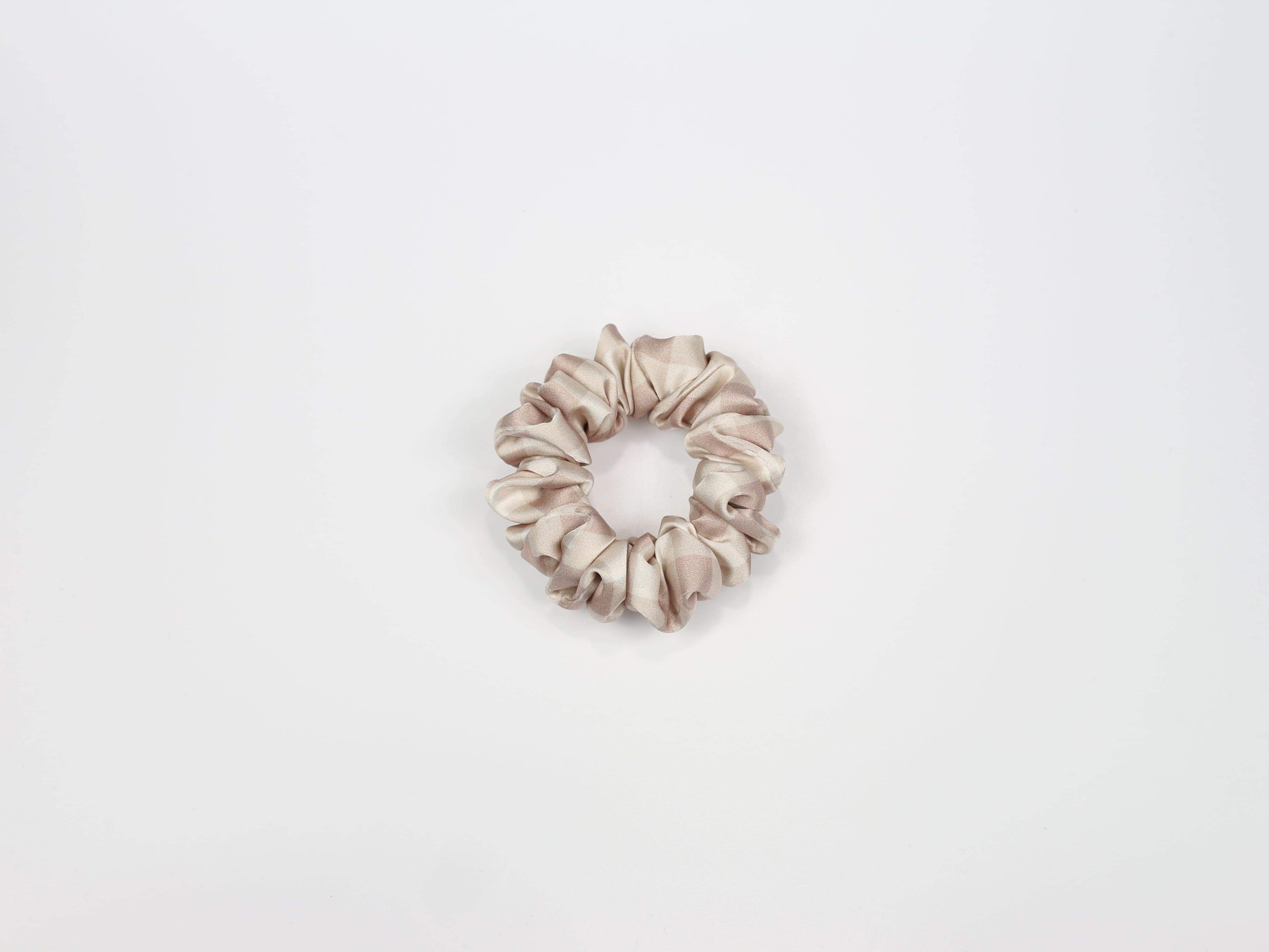 Scrunchie MINI - pudroworóżowa kratka vichy