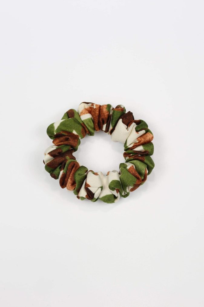 Scrunchie MINI - zielonobrązowe wzory