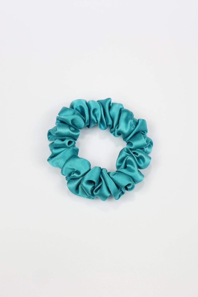 Jedwabna scrunchie MINI - turkus