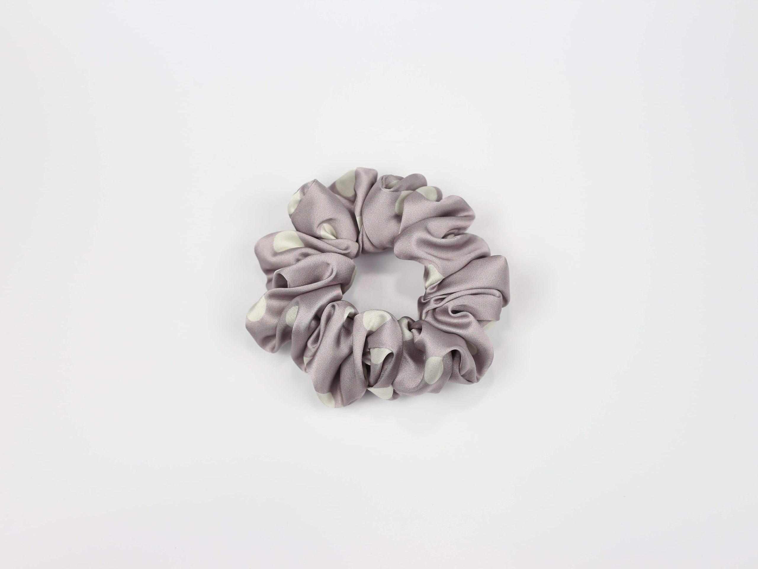 Scrunchie STANDARD - groszki na wrzosowym tle