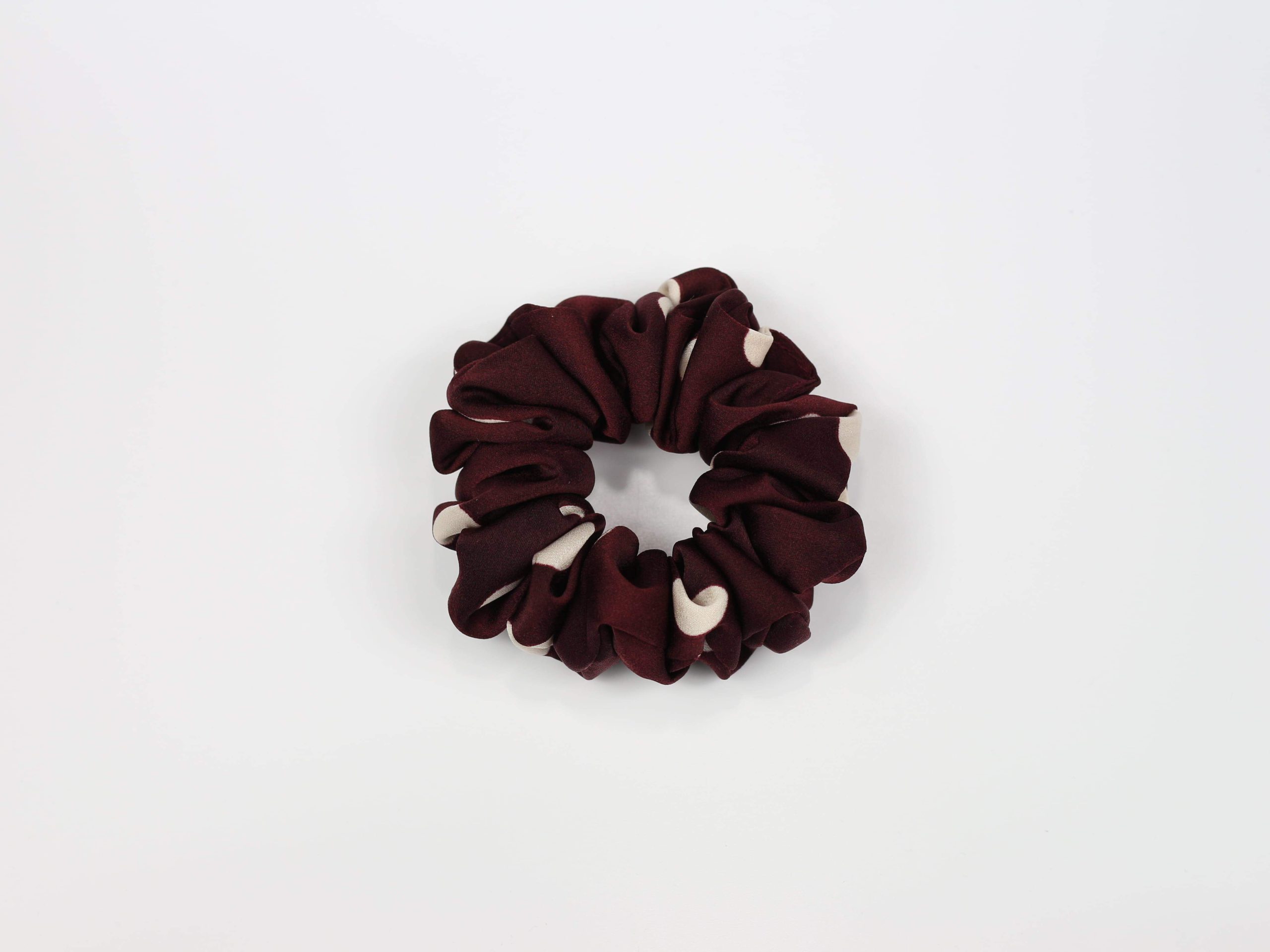 Scrunchie STANDARD - bordowa w grochy