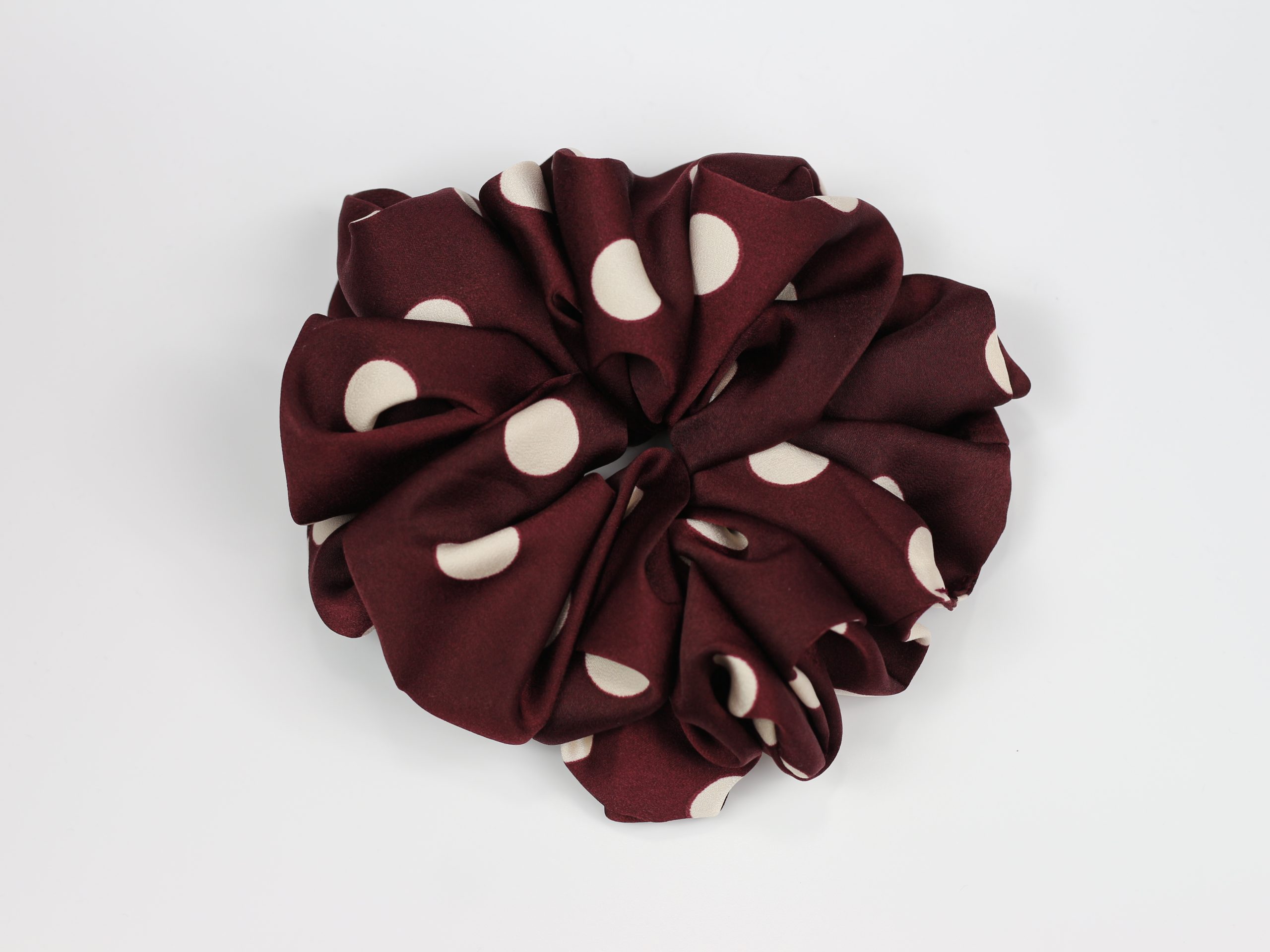 Scrunchie ULTRA - bordowa w grochy