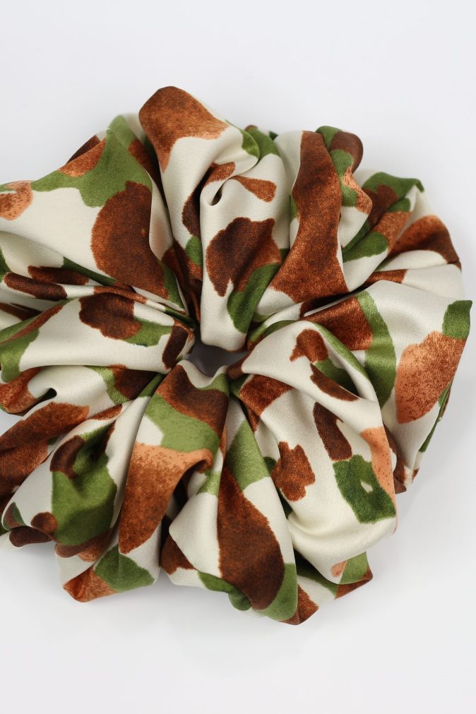 Scrunchie ULTRA - zielonobrązowe wzory