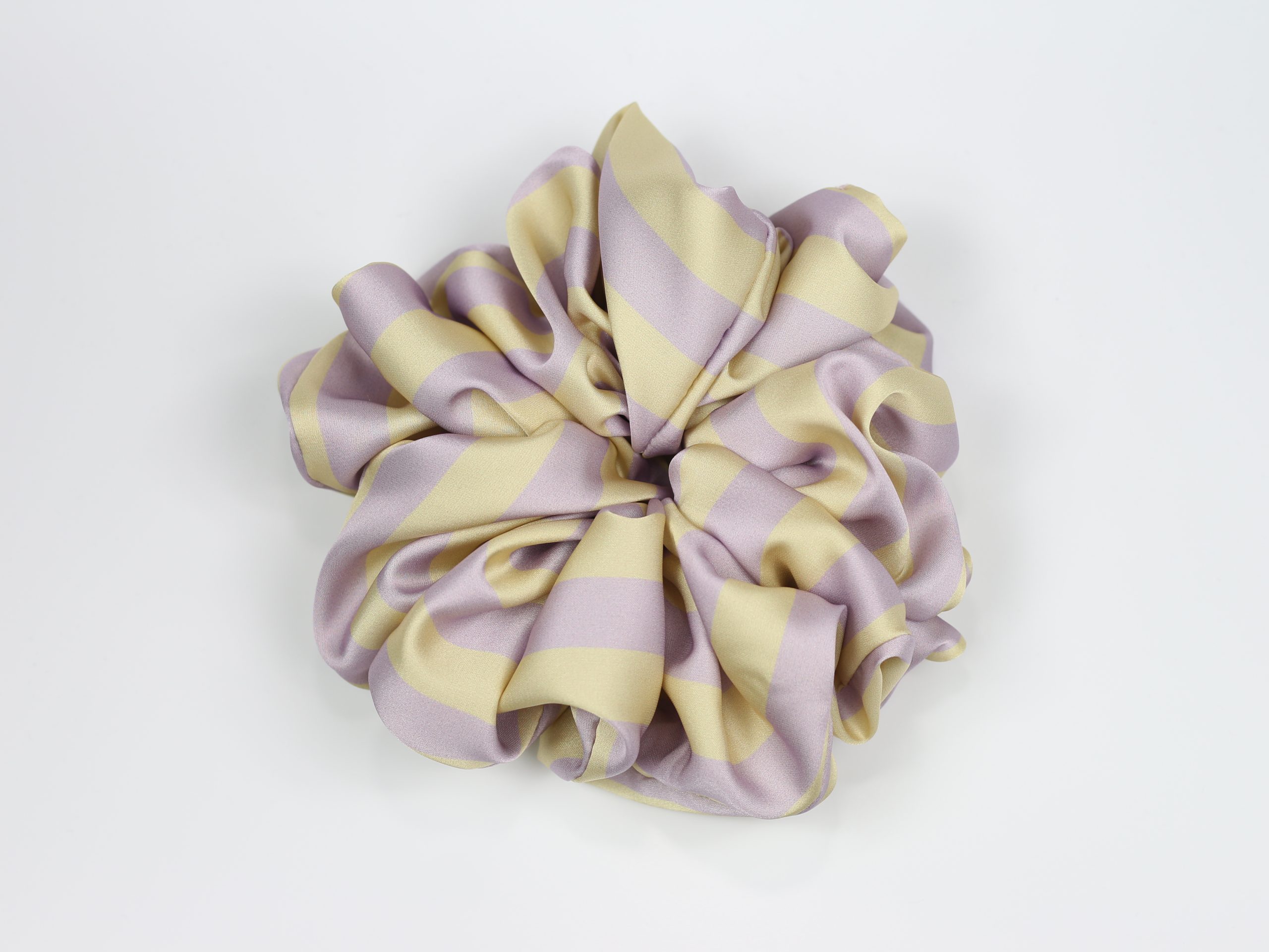 Scrunchie ULTRA - liliowo-żółte paski