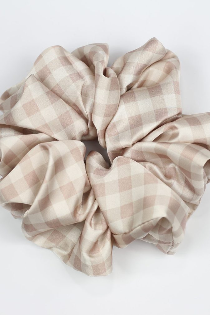 Scrunchie ULTRA - pudroworóżowa kratka vichy